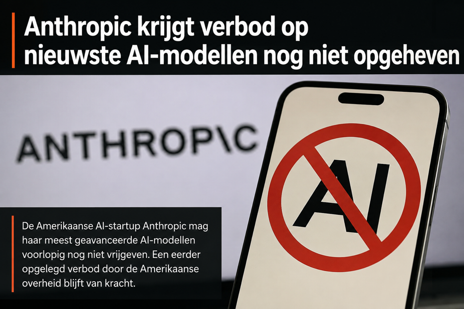 Anthropic krijgt verbod op nieuwste AI-modellen nog niet opgeheven