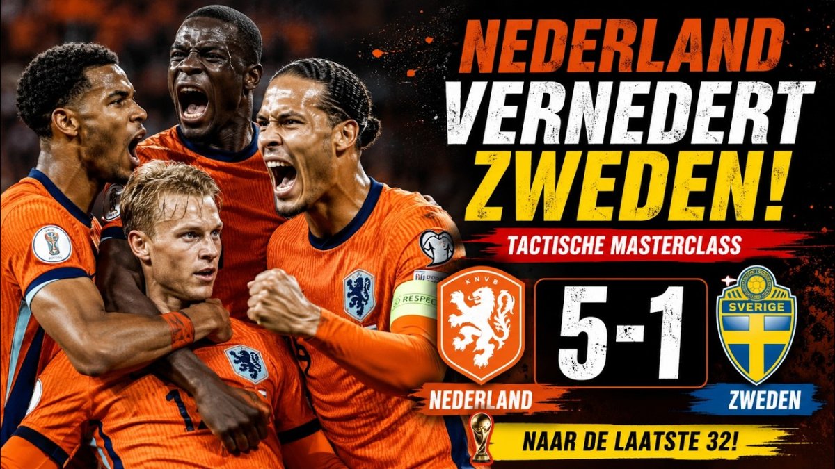 Nederland verslaat Zweden met 5-1 en zet grote stap richting de volgende ronde