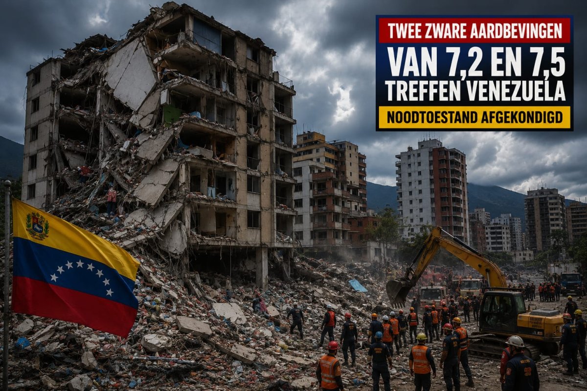 Twee zware aardbevingen van 7,2 en 7,5 treffen Venezuela: Noodtoestand afgekondigd